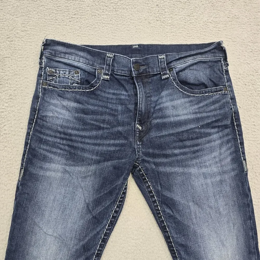 True Religion Rocco Skinny Jeans Mens 40x33 Blue Denim Classic Horseshoe EUC